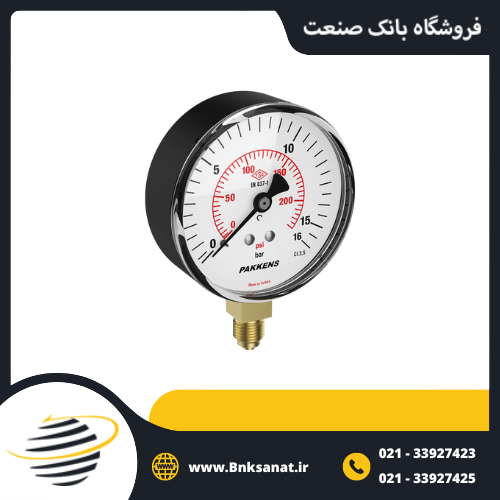 گیج فشار پکنز ( PAKKENS ) ترکیه خشک عمودی صفحه 10 سانتی متر