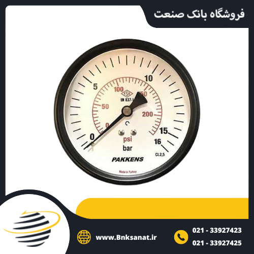 گیج فشار پکنز ( PAKKENS ) ترکیه خشک افقی صفحه 10 سانتی متر