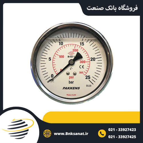 گیج فشار پکنز ( PAKKENS ) ترکیه روغنی افقی صفحه 10 سانتی متر