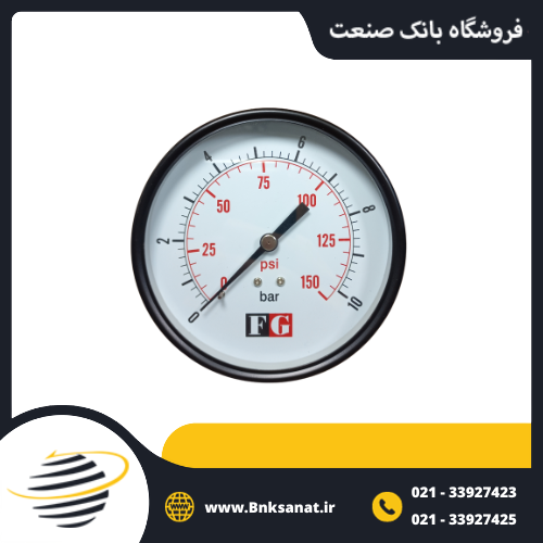 گیج فشار FG چین خشک افقی صفحه 10 سانتی متر